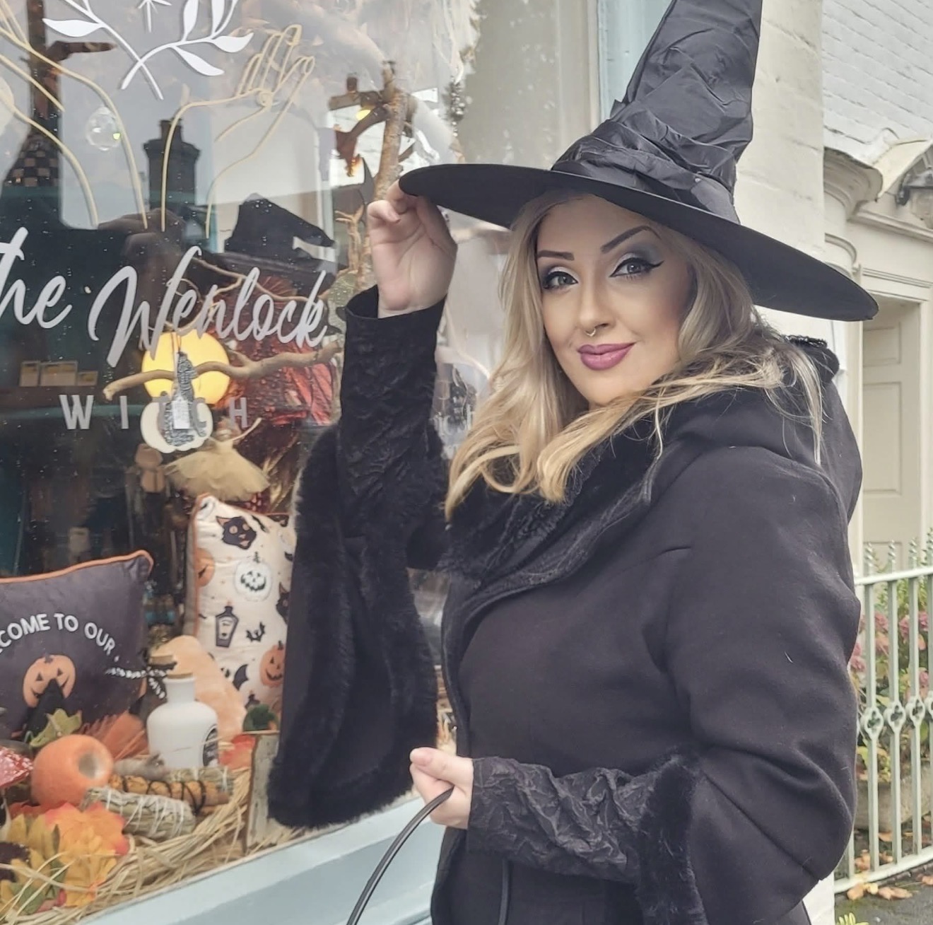 Kerrie outside The Wenlock Witch shop