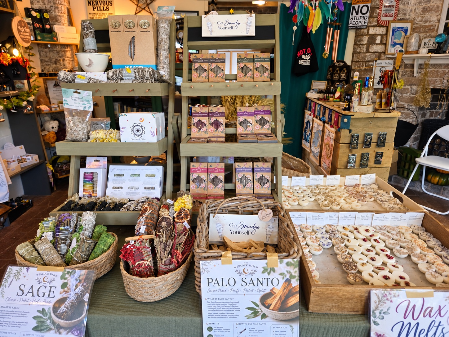 Smudge bundles, incense and botanical wax melts at The Wenlock Witch